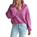 Knit long sleeve polo sweater