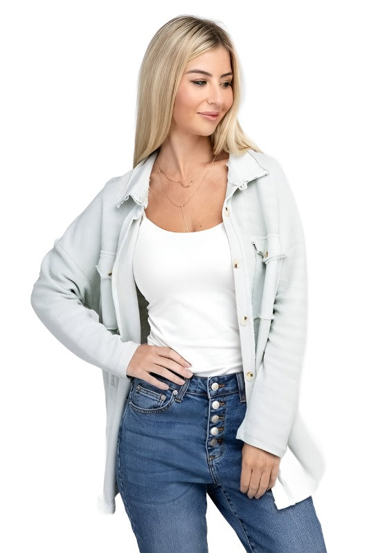 Women's Coats & Jackets Knit Shacket With Flap Pocket