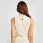 Emory Park women's knit sleeveless blouse in cream with a stylish back keyhole detail