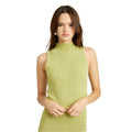 Emory Park Knit Sleeveless Blouse in Light Green with a Modern High Neck Design