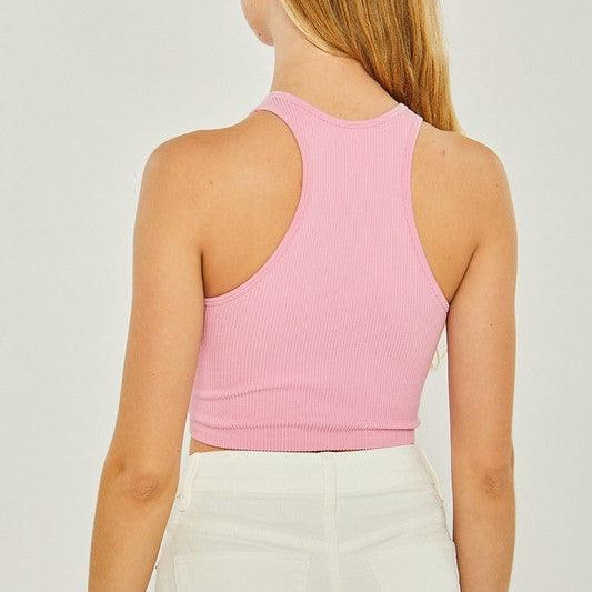 Women's Shirts - Cropped Tops Knit Solid Cropped Seamless Tank Top