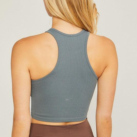 Women's Shirts - Cropped Tops Knit Solid Cropped Seamless Tank Top