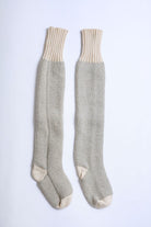 Leto Accessories knitted lounge socks in a soft beige and cream color for cozy indoor comfort