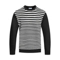 Knitted Round Neck Striped Sweater - VacationGrabs