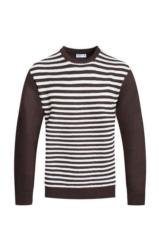 Men's Sweaters Knitted Round Neck Striped Sweater