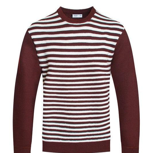 Men's Sweaters Knitted Round Neck Striped Sweater