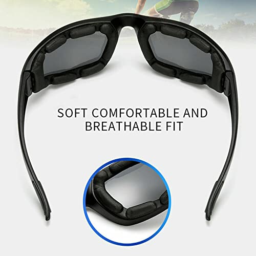 Black goggles for motorcycle with soft, breathable padding for comfort