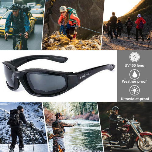 Black UV400 goggles for motorcycle, weather-proof and stylish design