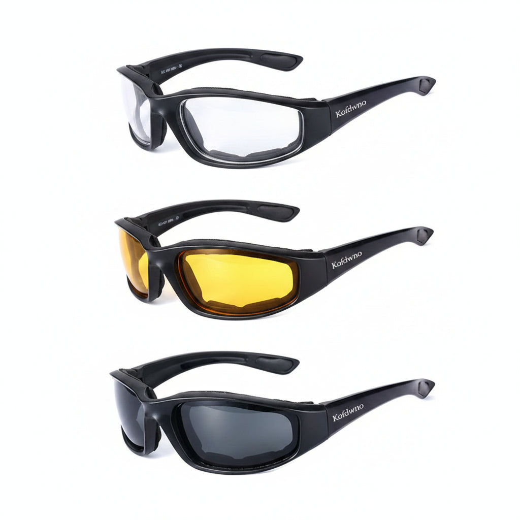Goggles for motorcycle, black frame, UV protection, versatile for riding