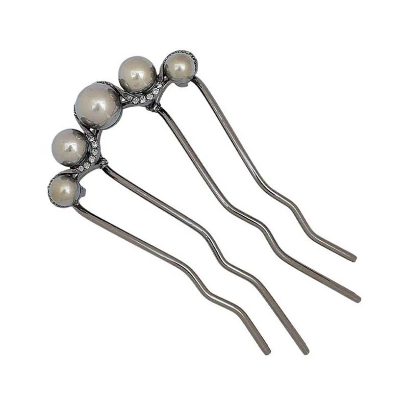 Korean pearl hairpins for women, silver metal, elegant hair accessories