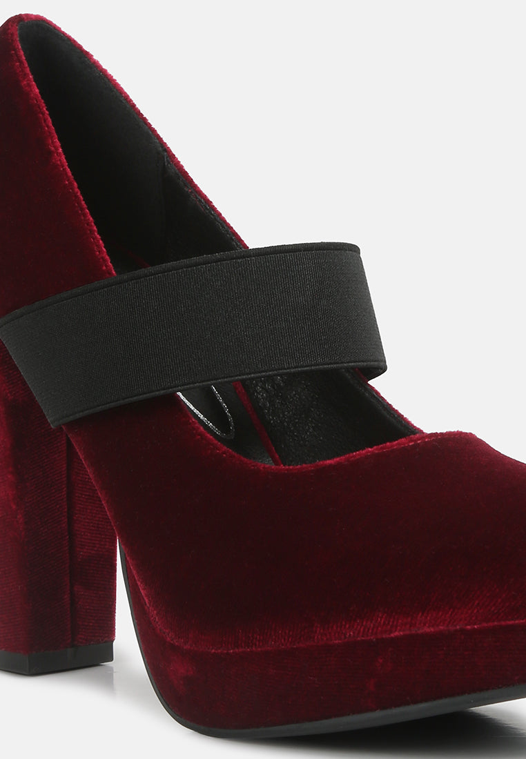 Krause High Block Heel Velvet Pumps