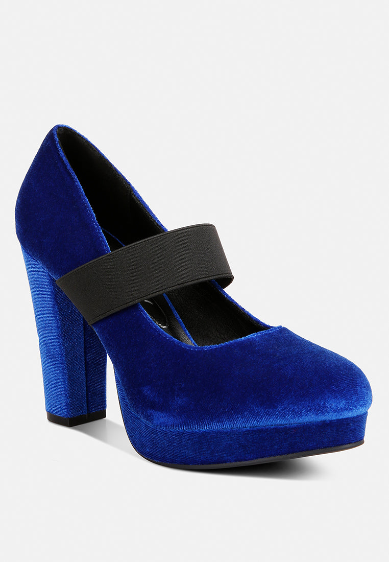 Krause High Block Heel Velvet Pumps