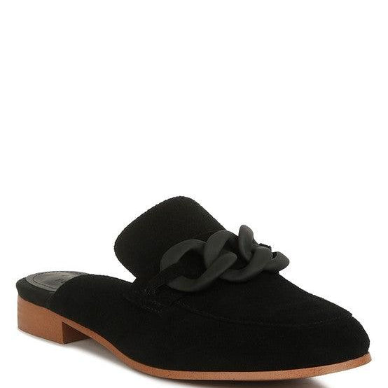 Women's Shoes - Flats Krizia Chunky Chain Suede Slip On Loafers
