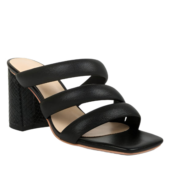 Kywe Textured Heel Chunky Strap Sandals - VacationGrabs