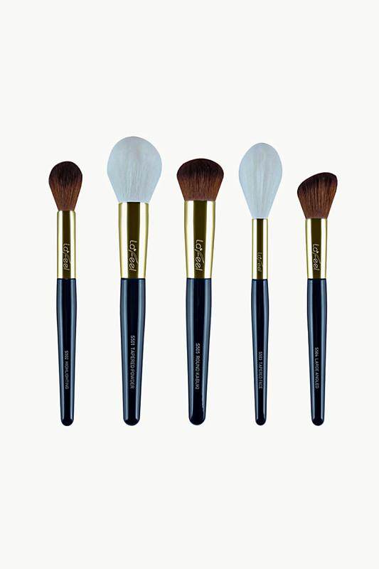 Sifides premium brush set with travel bag featuring five essential makeup brushes for flawless application