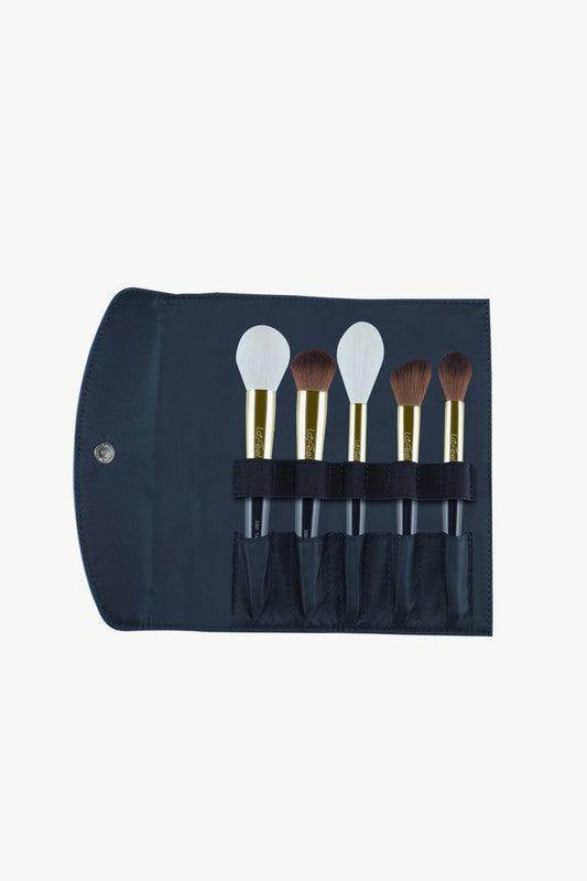 Sifides brush set with travel bag, featuring four elegant brushes for effortless makeup application