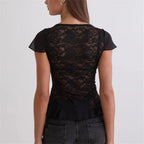 Women's lace black blouse, elegant design for casual outings