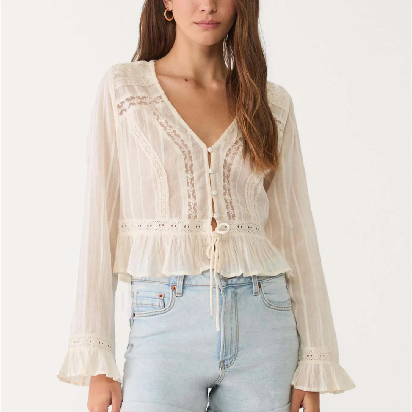 Women's lace black blouse for casual outings and stylish layering