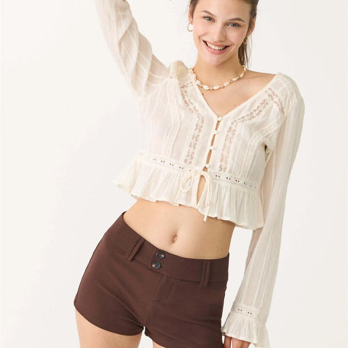 women's lace black blouse, lightweight for casual outings
