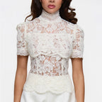 women's lace black blouse, elegant design, perfect for evenings