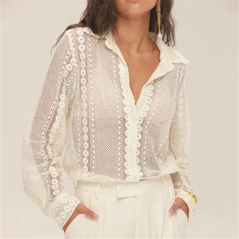 Lace black blouse for women, perfect for casual or dressy occasions
