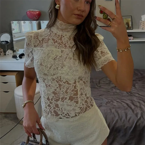Women's lace black blouse, perfect for stylish evening wear