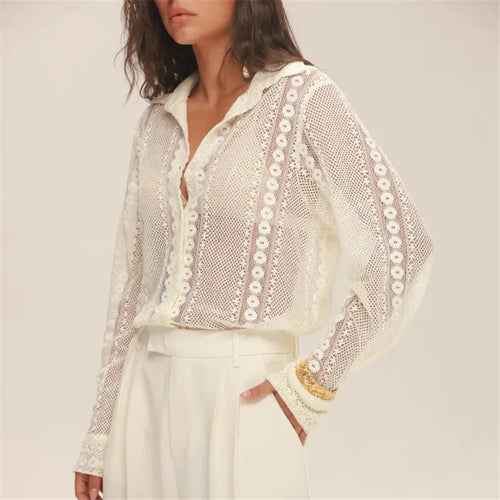 Lace black blouse for women, perfect for casual outings or layering