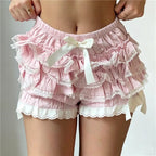 Women's pink lace bloomers, ruffled for casual summer wear