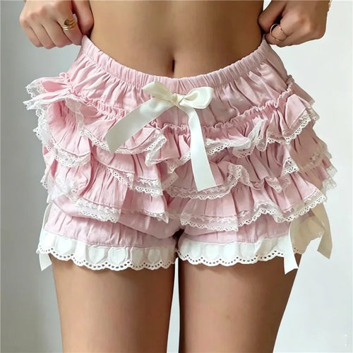 Women's pink lace bloomers, ruffled for casual summer wear