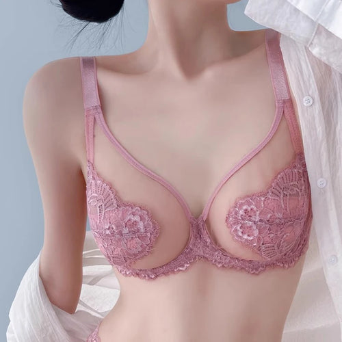 Lace bras in soft pink, perfect for everyday comfort and style