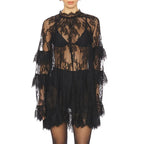 Black lace frock dress for women, perfect for evening events