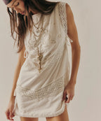 Women's lace frock dress in white, perfect for summer outings