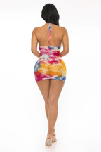 Colorful tie-dye lace frock dress for summer outings