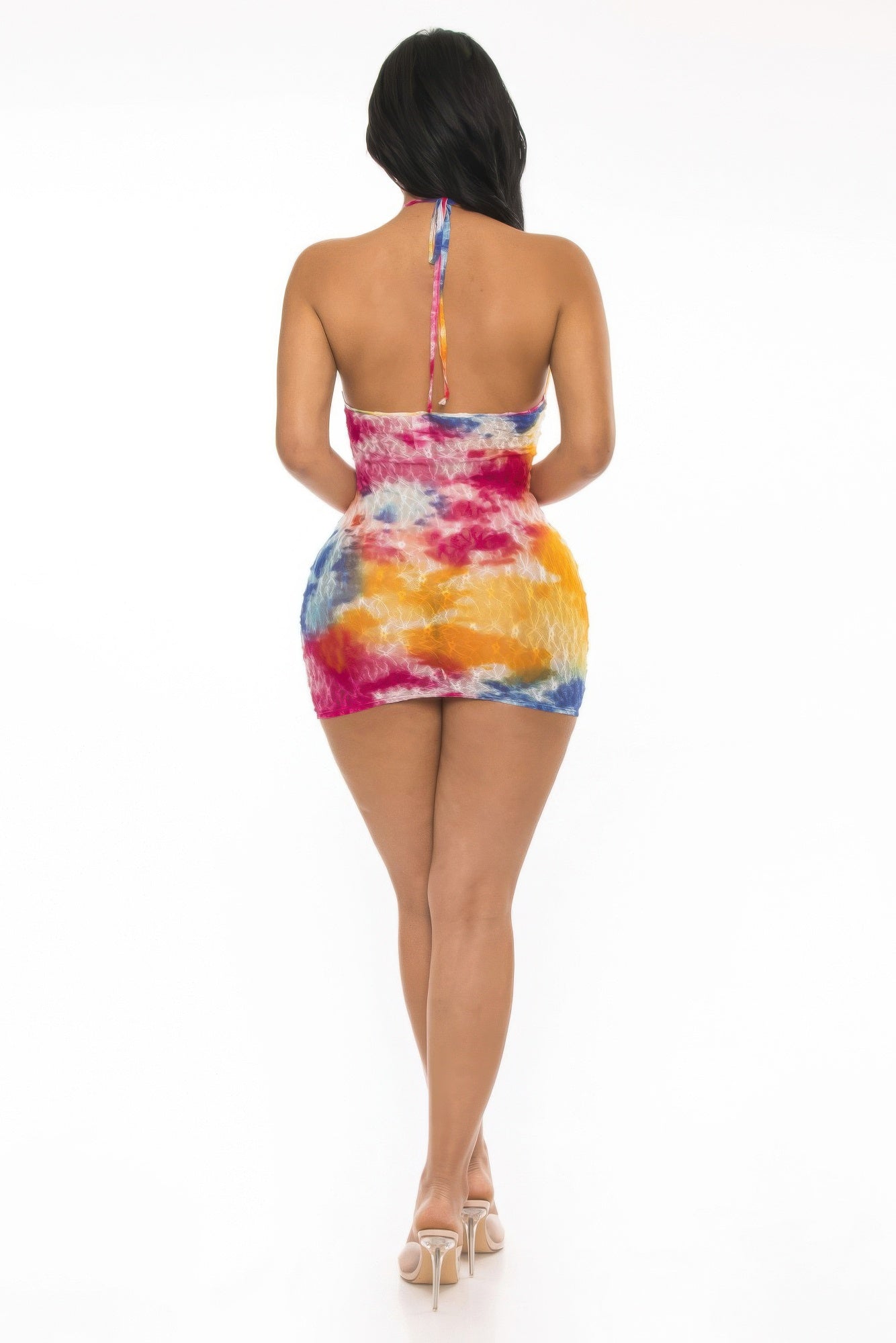 Colorful tie-dye lace frock dress for summer outings