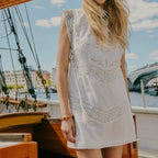 Women's white lace frock dress, perfect for summer outings