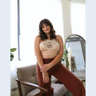 Leto Accessories lace high neck top women in beige with intricate bead detailing and a comfortable fit