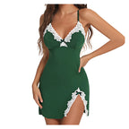 Green lace lingerie with floral trim, perfect for intimate evenings