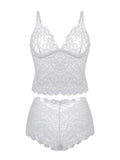 Women's white lace lingerie set for a romantic evening