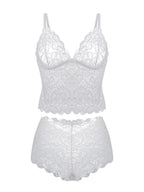 Women's white lace lingerie set for a romantic evening