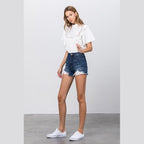 Insane Gene women's lace lining denim shorts with frayed hem and a casual style