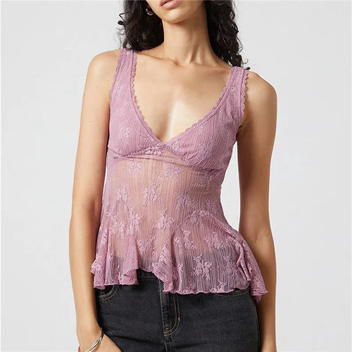 Women's pink lace top with a flowing fit for casual outings