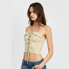 Lace Up Corset Bustier Top - VacationGrabs