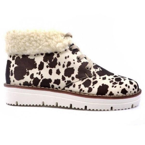 Women's Shoes - Boots Lace Up Fur Lined Boot