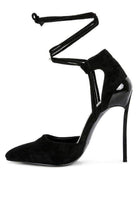 Women's black lace-up heels with stylish ankle straps