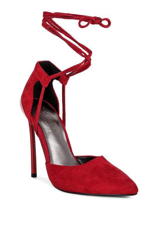Rag Company women's red lace-up heels for stylish evening wear