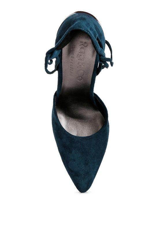Women's green suede lace-up heels for stylish occasions