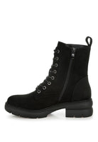 Rag Company lace up high ankle boots in black suede with side zipper and sturdy sole