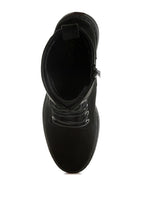 Rag Company lace up high ankle boots in black with sturdy laces and comfortable fit