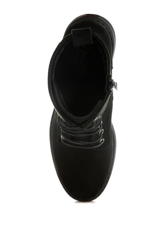 Rag Company lace up high ankle boots in black with sturdy laces and comfortable fit