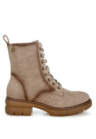 Rag Company lace up high ankle boots in beige with sturdy sole for stylish comfort